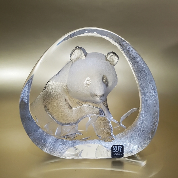 Mats Jonasson Sweden 🇸🇪 Lead Crystal Panda 🐼 4 1/2" Art Glass Signed Numbered - Picture 7 of 16